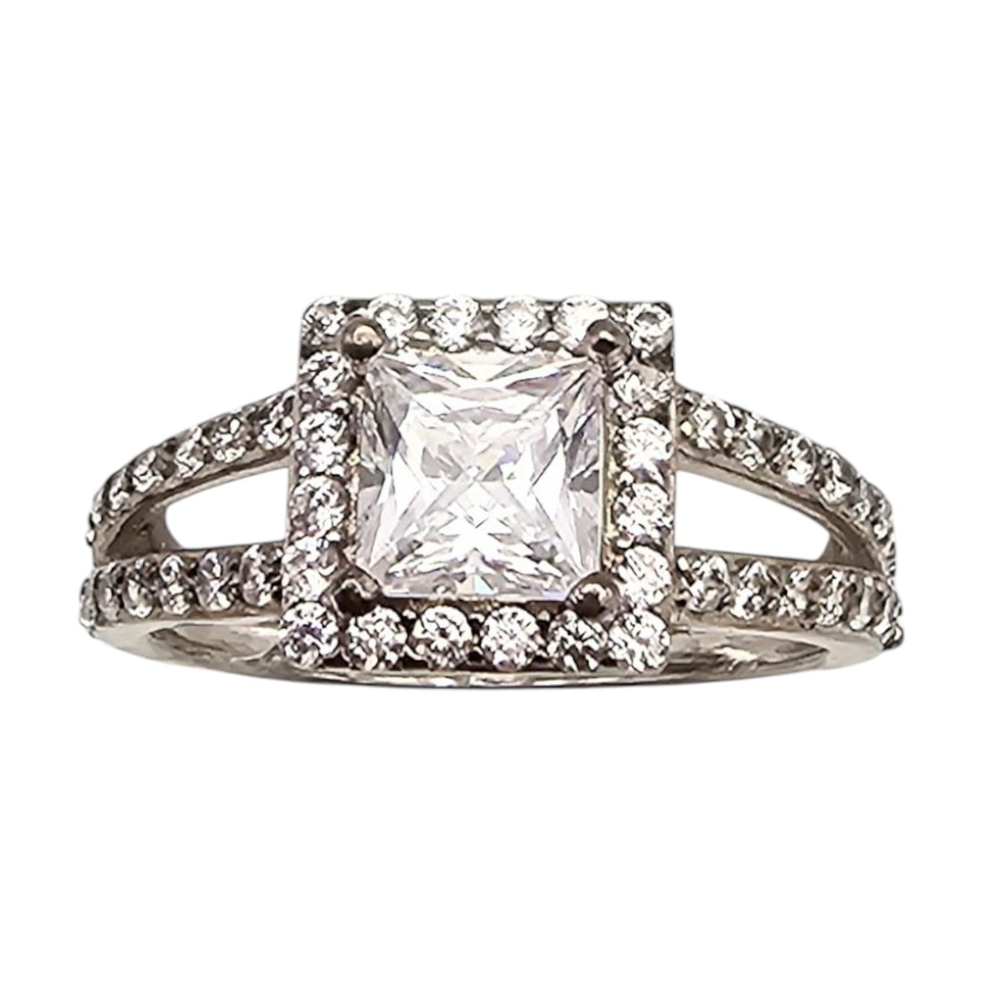 S Rhinestone Sterling Silver Cocktail Ring Size 7 2.9 G (1 of 4)