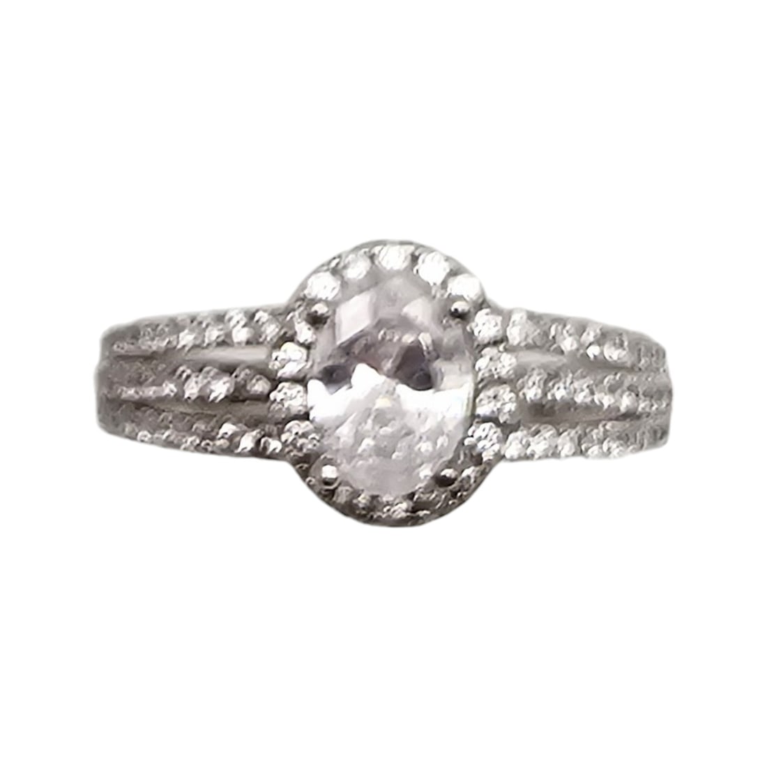 Rhinestone Sterling Silver Cocktail Ring Size 7.5 2.9 G: Rhinestone Sterling Silver Cocktail Ring Size 7.5 2.9 G