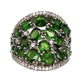 SD Tourmaline Sterling Silver Cocktail Ring Size 8.5 9 G