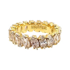 PGI Rhinestone Gold Over Sterling Silver Eternity Ring Size 6 4.7 G