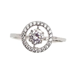 Rhinestone Sterling Silver Floating Ring Size 8.5 2.1 G
