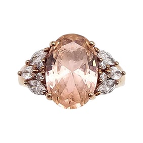 BBJ Rhinestone Rose Gold Over Sterling Silver Cocktail Ring Size 9.5 6.6 G