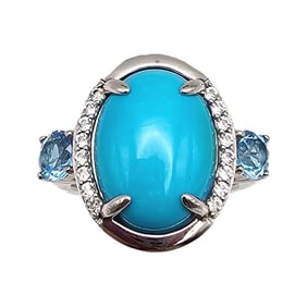 DK Topaz Turquoise Sterling Silver Ring Size 7.75 6.3 G