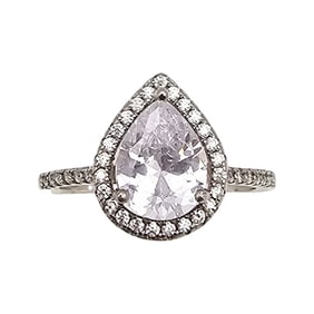 N Rhinestone Sterling Silver Cocktail Ring Size 7 2.6 G