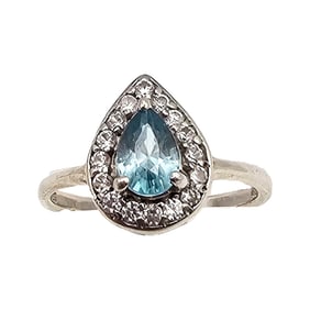 D'Joy Topaz Sterling Silver Cocktail Ring Size 7.5 2.9 G