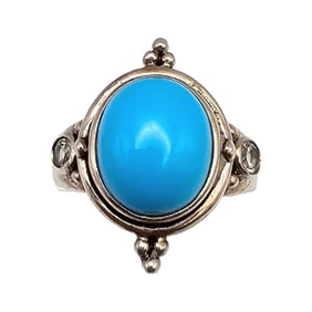 NF Topaz Turquoise Sterling Silver Ring Size 6.75 6 G