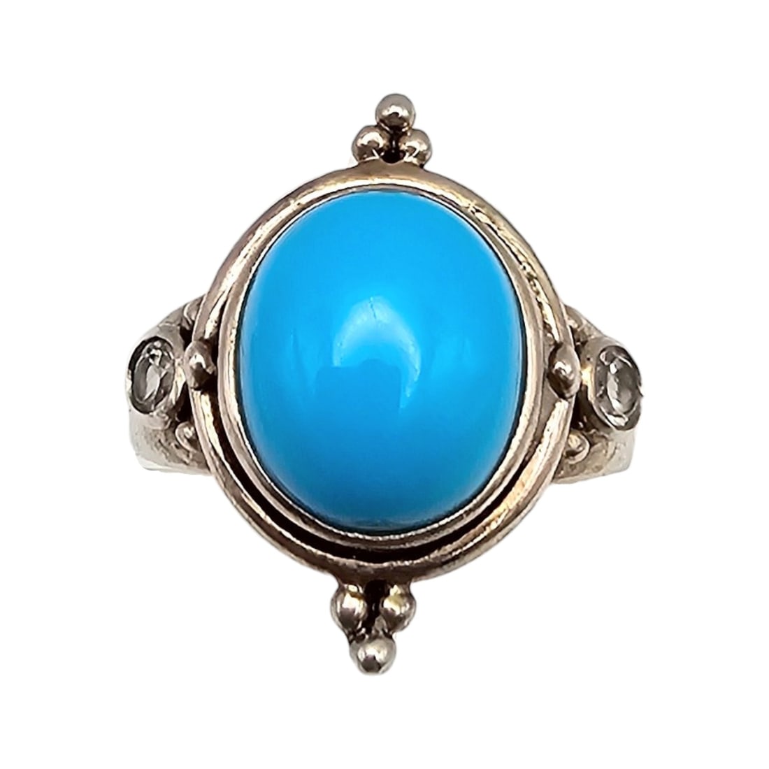 NF Topaz Turquoise Sterling Silver Ring Size 6.75 6 G (1 of 4)
