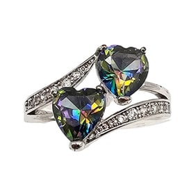 Watermelon Rhinestone Sterling Silver Cocktail Ring Size 8 3 G