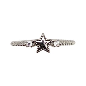 Rhinestone Sterling Silver Star Ring Size 5.5 0.7 G
