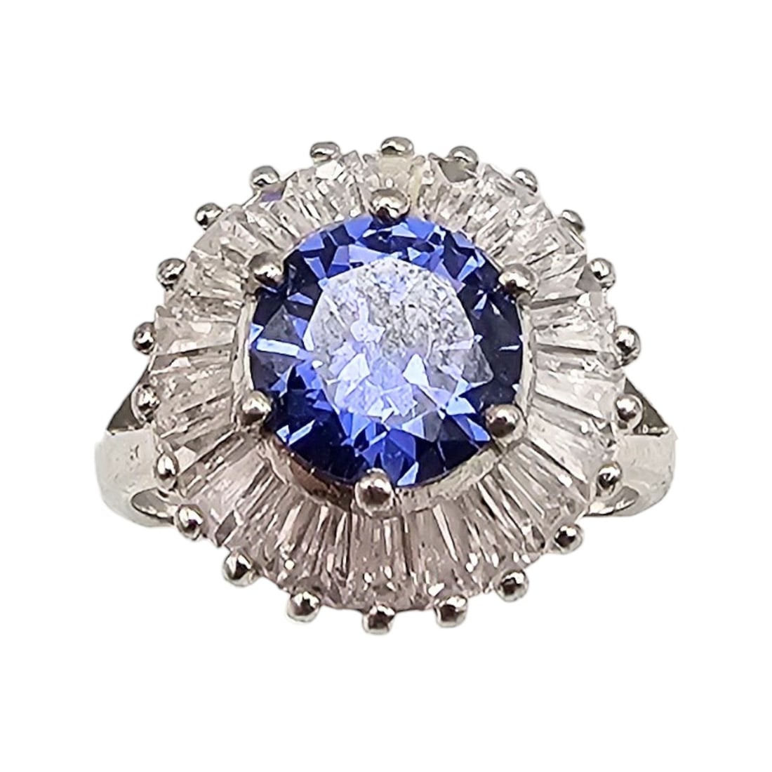 Signed Rhinestone Sterling Silver Cocktail Ring Size 6.75 5.7 G: Signed Rhinestone Sterling Silver Cocktail Ring Size 6.75 5.7 G