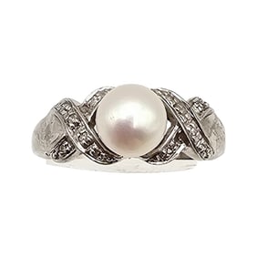 QG Pearl Sterling Silver Ring Size 6 2.1 G