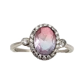 RBP Watermelon Rhinestone Sterling Silver Cocktail Ring Size 6 2 G