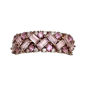 YGI Rhinestone Rose Gold Over Sterling Silver Cocktail Ring Size 8.5 3.5 G