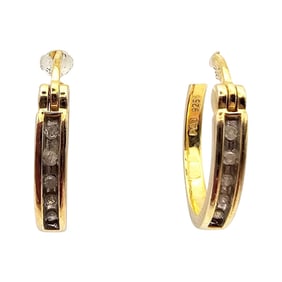 PAJ Diamond Gold Over Sterling Silver Hoop Earrings 2.6 G