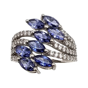 MCGI Rhinestone Sterling Silver Cocktail Ring Size 4.75 4.7 G