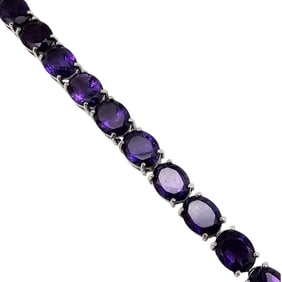 FAS Amethyst Sterling Silver Tennis Bracelet 20 G