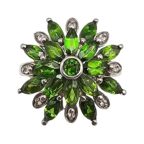 FD Tourmaline Sterling Silver Cocktail Ring Size 7.5 4.1 G