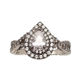 Clear Stone Sterling Silver Ring Size 6.75 4.2 G