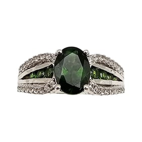 Tourmaline Sterling Silver Cocktail Ring Size 8.75 5.2 G