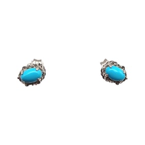 DK Turquoise Sterling Silver Earrings 1.8 G