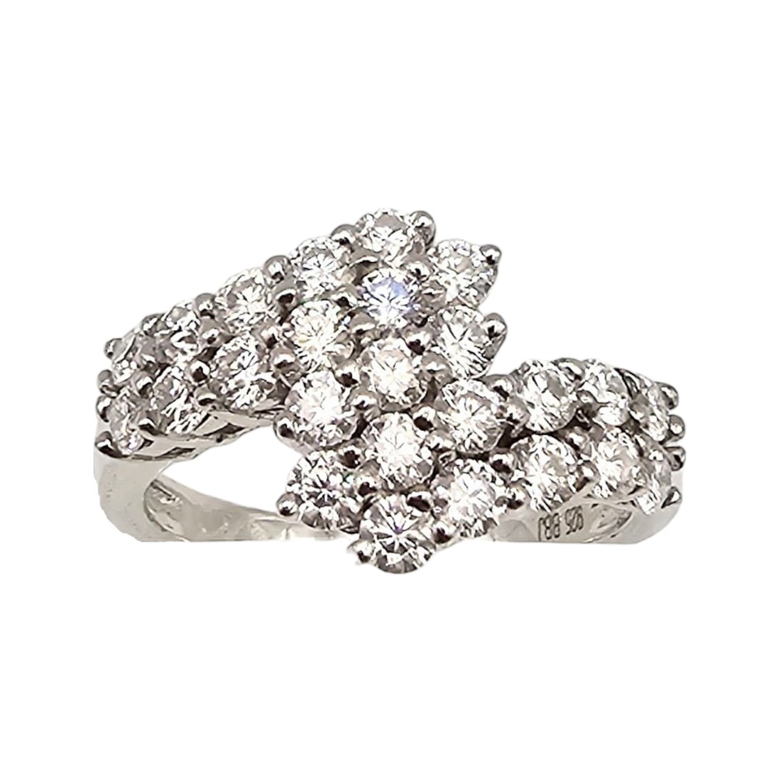 BBJ Diamond Sterling Silver Cocktail Ring Size 7.5 4.1 G: BBJ Diamond Sterling Silver Cocktail Ring Size 7.5 4.1 G