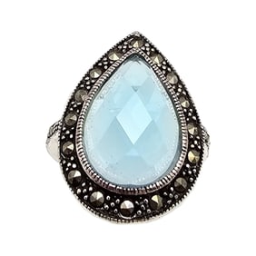 Marcasite Rhinestone Sterling Silver Ring Size 7.5 7 G