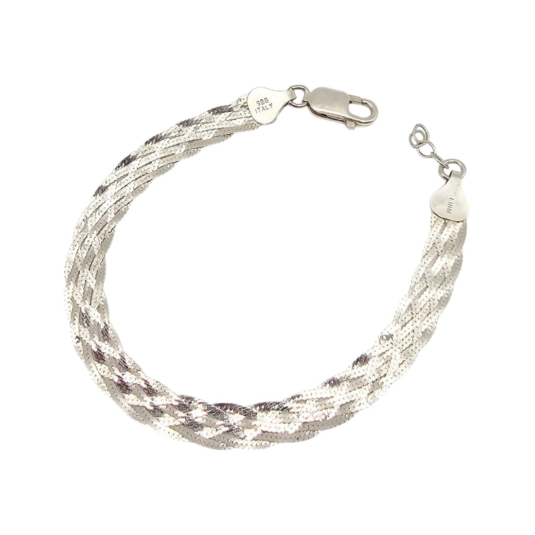 LIRM Italy Sterling Silver Flat Herringbone Braided Bracelet 3.5 G (1 of 3)