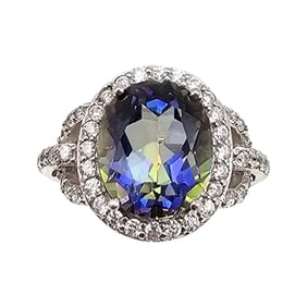 SETA Multi Gemstone Sterling Silver Cocktail Ring Size 7 4.4 G