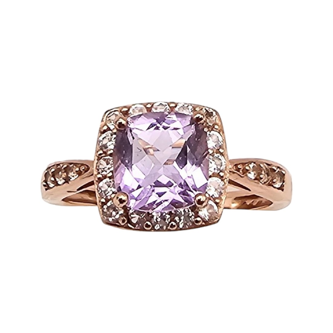 SUN White Topaz Amethyst Rose Gold Over Sterling Silver Cocktail Ring Size 6.75 2.6 G (1 of 4)