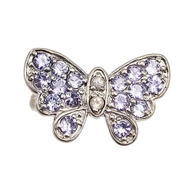 SGF Rhinestone Sterling Silver Butterfly Ring Size 6.5 4 G