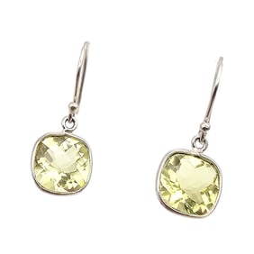 Signed Gemstone Sterling Silver Dangle Earrings 1.9 G