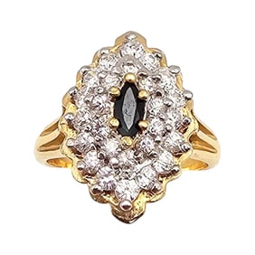 Signed Topaz Gold Over Sterling Silver Cocktail Ring Size 7.5 5.8 G