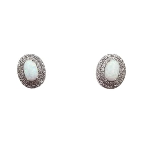 SUN Clear Stone Opal Sterling Silver Earrings 1.9 G