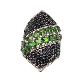 D'Joy Tourmaline Sterling Silver Cocktail Ring Size 7.75 11.4 G