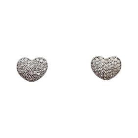 Clear Stone Sterling Silver Heart Earrings 1.3 G