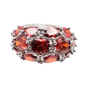 Rhinestone Sterling Silver Cocktail Ring Size 6.75 7.9 G