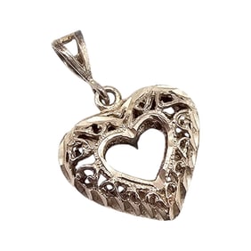 NF Sterling Silver Filigree Heart Pendant 2.7 G
