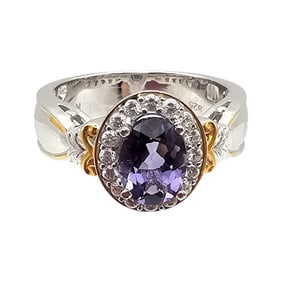 NH Amethyst Sterling Silver Cocktail Ring Size 7.5 5.8 G