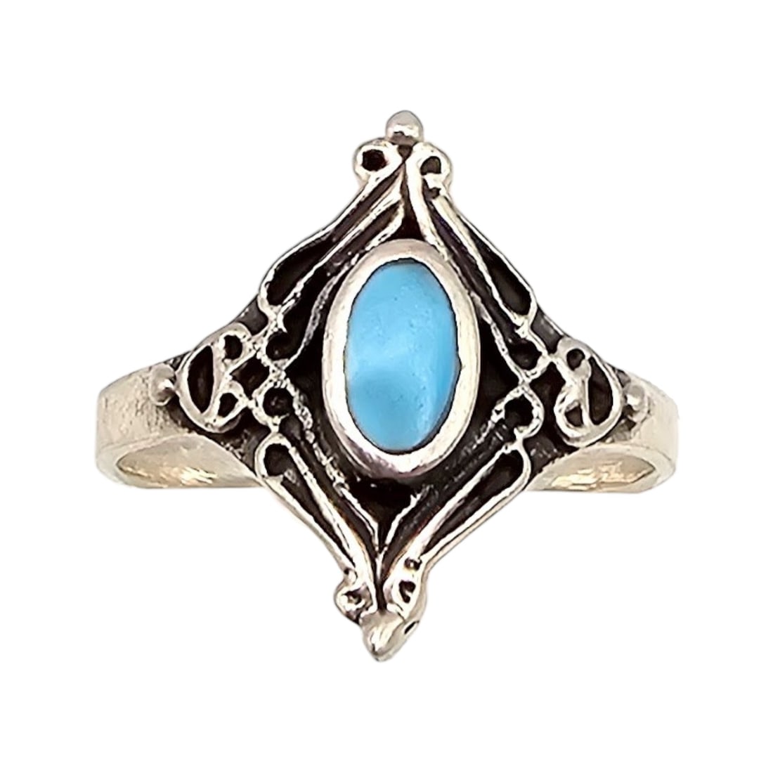 Turquoise Sterling Silver Ring Size 8.25 3.3 G (1 of 4)