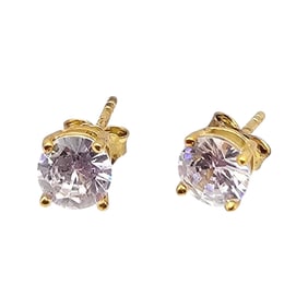 FZN Clear Stone Gold Over Sterling Silver Earrings 0.9 G