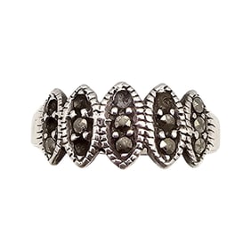 CW Marcasite Sterling Silver Cocktail Ring Size 6.25 2.5 G