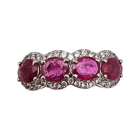 SNJ Ruby Sterling Silver Cocktail Ring Size 6.75 3.4 G