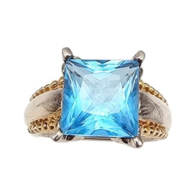 Signed Topaz Sterling Silver Cocktail Ring Size 6.25 5.9 G