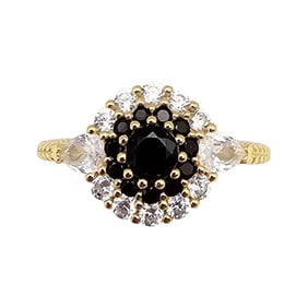 S Rhinestone Gold Over Sterling Silver Cocktail Ring Size 7.5 2.2 G