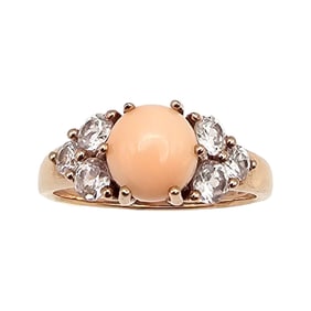UTC White Topaz Coral Rose Gold Over Sterling Silver Cocktail Ring Size 9.25 4.6 G