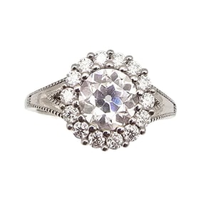 D'Joy Moissanite Sterling Silver Cocktail Ring Size 9.25 4.3 G