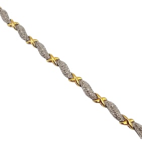 SUN Diamond Sterling Silver Two-Tone Tennis Bracelet 10.4 G