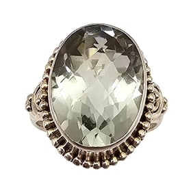 CIT Cushion Cut Gemstone Sterling Silver Cocktail Ring Size 6.5 6.9 G