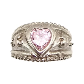 GJ Rhinestone Sterling Silver Cocktail Ring Size 5 5.1 G