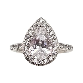 E Cubic Zirconia Sterling Silver Cocktail Ring Size 8 4.4 G